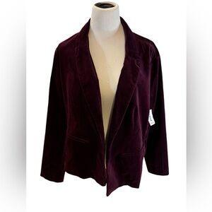 Old Navy Women’s‎ Burgundy Velvet Jacket/Blazer Size XXL (NWT)